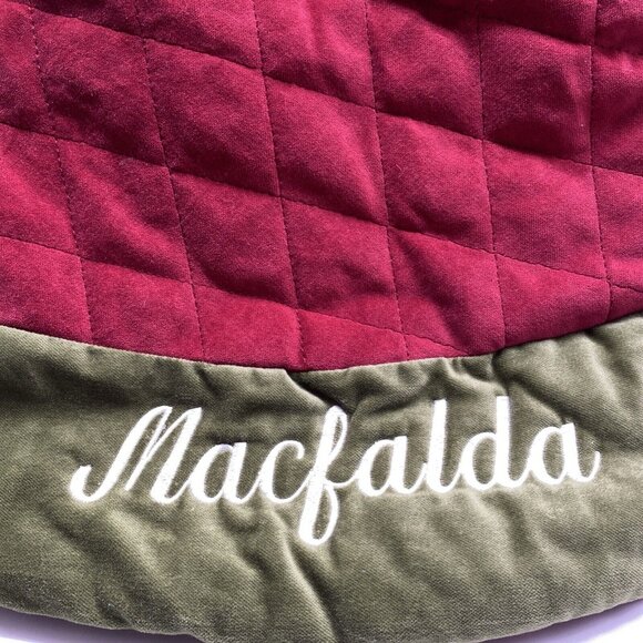 Pottery Barn Tree Skirt Christmas Velvet Red Green Monogrammed Macfalda 60 in - Picture 13 of 13